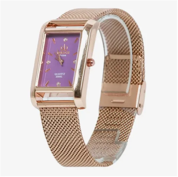 Image Rose Golden Chain Purple Dial Watch For Women